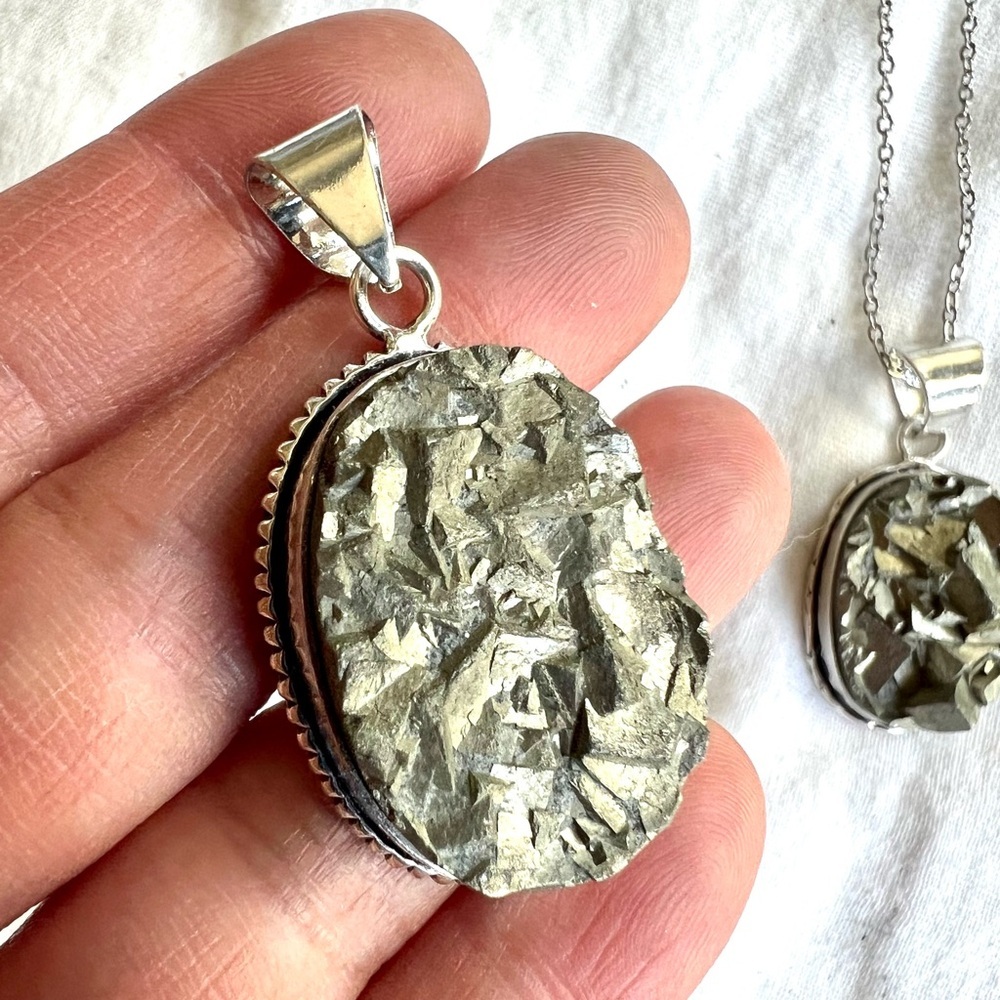 925 Choose from 4! Money Magnet Cubed Pyrite Necklace Pendant